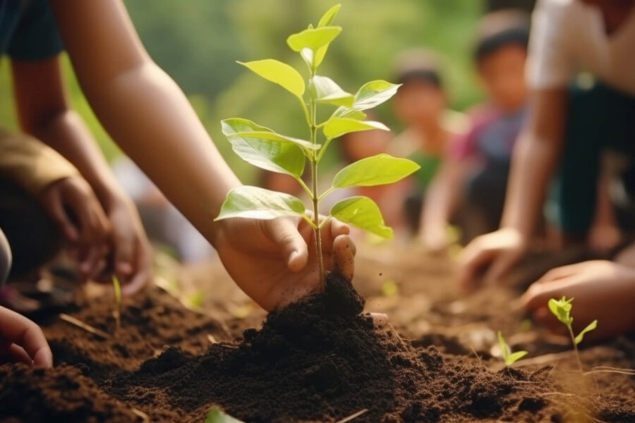 Child planting